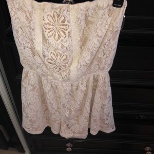 Three Pink Hearts Lace Romper